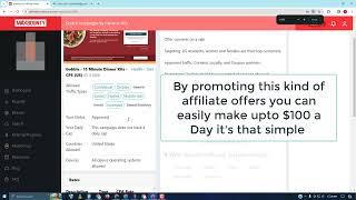 $100 Per day with Dinner and Food Affiliate CPA offers