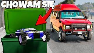 ️ CHOWAM SIĘ ZABAWKOWYM AUTEM PRZED PRAWDZIWYMI SAMOCHODAMI!? | BeamNG Drive |