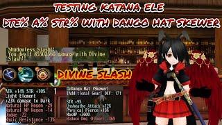 toram online - testing katana ele dte% a% str% with add gear dango hat skewer - yusagi