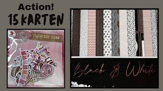 ACTION! 15 Karten ein Block - Black & White - Craft Sensations + Neue Die-Cuts