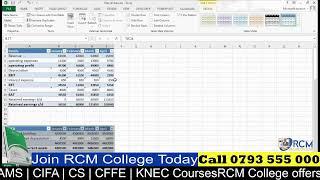 ADVANCED EXCEL SHORT COURSE AT RCM ONLINE COLLEGE