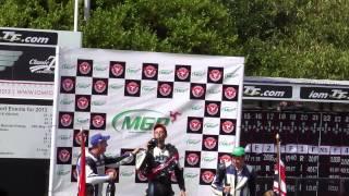 Andy Lawson on the podium Manx GP 2013