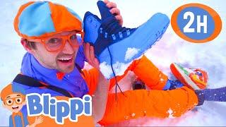 Blippi Plays in the Snow! | 2 HOURS OF BLIPPI CHRISTMAS VIDEOS FOR KIDS!