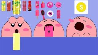 Kirby Animation - Eating Pink Food, Jelly Drink, Sour Candy Mukbang Complete Edition