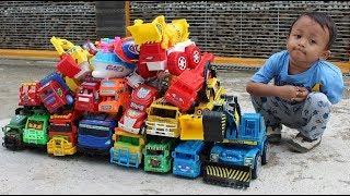 Toy Vehicles - Learn Colors & Vehicle Names - Unboxing Truck Cars Toys for Kids