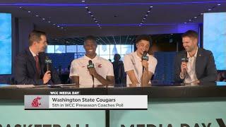 WSU MBB: WCC Media Day 2024 | Cedric Coward, Isaiah Watts, David Riley | 10/27/24