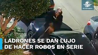 ¡En segundos!, amantes de lo ajeno roban autopartes de autos de lujo en Ciudad Satélite