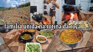 Preparando merenda e café pra levar na roça / nosso pomar produtivo/ plantando capim/ almoço do dia