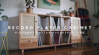 Mid-century modern record player cabinet with hideaway speaker doors - DIY Build