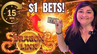 #2 $100 STUCK ON A BET SLOTS CHALLENGE! DRAGON LINKS  -ELLIS ISLAND CASINO LAS VEGAS