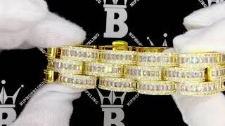 Gold Baguette Jubilee VVS Iced Out Hip Hop Bracelet | Bling Bling Wristwear