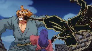 Oden fights the bandits in Kuri - One Piece English Dub