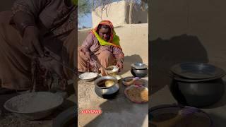 The traditional cooking village food of morning routine desert women #villagelife #viral #shorts