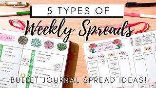 5 Types of Weekly Spreads || Bullet Journal Ideas