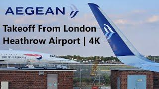 RAPID Aegean Airlines TAKEOFF From Heathrow Airport!