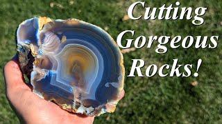 What's Inside!? Cutting Open a Heap of Brazilian Agates, Banded Iron, Gold Tiger Eye, & More!