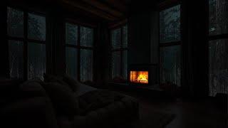 Listening to Night Rain: Anxiety Relief and Sleep Aid Naturally • Fireplace Ambience