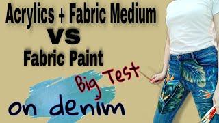 Fabric Paint vs Acrylic & Fabric Medium on denim | Big paint test & Review