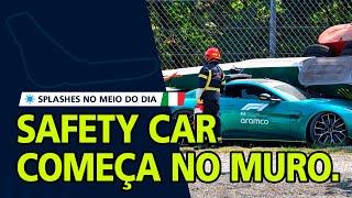 Safety-car da Fórmula 1 acaba no muro em Monza, na preparação para o GP da Itália.