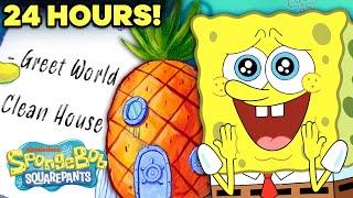 24 Hours Inside SpongeBob's House!  An Entire Day at the Pineapple