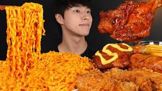 BBQ 자메이카 통다리 치킨, 까르보 불닭볶음면, 황금올리브 치킨 먹방 CARBO FIRE NOODLES & BBQ CHICKEN & FRIED CHICKEN MUKBANG