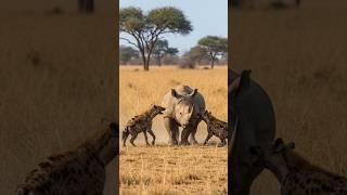 코뿔소 VS 하이에나 #사바나 #야생동물 Rhino vs Hyena #Savana #Wildlife