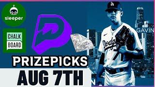 MLB PRIZEPICKS | CHALKBOARD | SLEEPER | PROP PICKS | WEDNESDAY | 8/7/2024 | MLB BETTING | BET PROPS