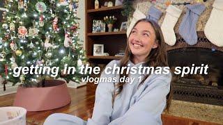 putting up the tree & decorating gingerbread houses | vlogmas day 1