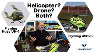 DRONECOPTER!? WHAT!? - Flywing R/C GPS Enabled Helicopters - 450v3 and Huey UH-1