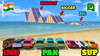 GTA V INDIA VS PAKISTAN VS SUPER CARS BIG BIGGER BIGGEST WATER BUMP CHALLENGE | Gta 5 Gameplay