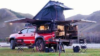 TRUCK CAMPING with a 3 SECOND AWNING in MONGOLIA