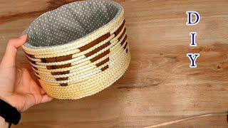 DIY storage basket. How to make an organizer using rope and cardboard