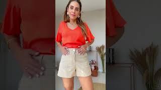 LOOK: short em sarja e blusa manga curta em viscolinho