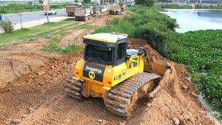 Full Video 5H Showing Landfilling using Heavy Bulldozer SHANTUI DH17C2 Working push/ Dump truck 25T