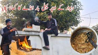 Cooking eggs over the wall for the first time || Mansoor jatt