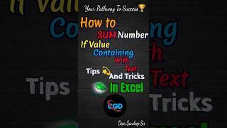 How to sum number if Value containing with text in excel tips and tricks ️ #exceltips #tutorial