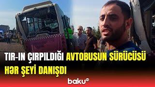 Sumqayıtda sərnişinlə dolu avtobus TIR-la toqquşdu | Baku TV hadisə yerində