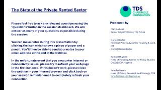 The State of the Private Rented Sector - Webinar