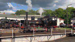 Eisenbahnfest in Nördlingen - Dampfloks auf der Drehscheibe