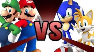 MARIO and LUIGI vs SONIC and TAILS! Cartoon Fight Club Episode 3