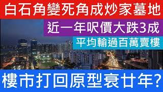 白石角炒家墓園!近一年呎價大跌3成幾 人均輸過百萬賣樓 樓市隨時衰足20年 有排未見底! 樓市詳細分析 走勢 白石角 康城 租盤 大西北 屯門 NOVOLAND 大埔 科學園 專材優惠 幾時見底