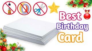 Easy & Beautiful white paper handmade happy birthday Greeting Card making 2025 | birthday card