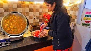 ‍️इस ठंडी में अपनी family को खिलाया मजेदार खाना सुबह से शाम तक ,simple housewife winter rainy day