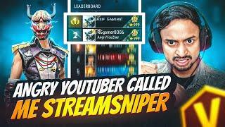 Angry YouTuber  Called Me Stream Sniper After Losing The Game On Live  Garena Free Fire