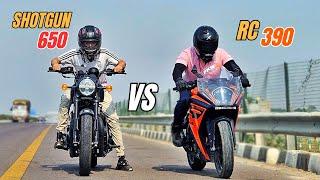 Royal Enfield Shotgun 650 VS Ktm RC390 3rd Gen Drag Race