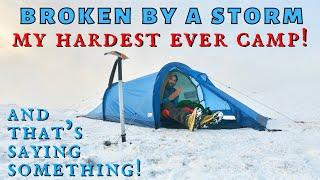 SNOWSTORM SOLO WINTER CAMP - STORM FORCE WINDS Wild Camping Blencathra Summit Lake District UK