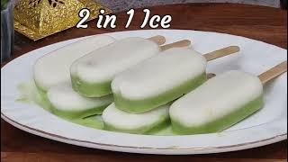 2ingredients Ice cream recipe/Buko pandan ice lolly recipe/coconut pandan ice cream/2in 1ice cream