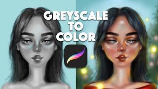 Greyscale To Color Digital Painting Tutorial | Procreate Tutorial for Beginners