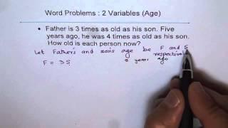 Father and Son Age Word Problem with two variables Linear System