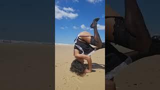 Beach yoga arms balance and core strength workout